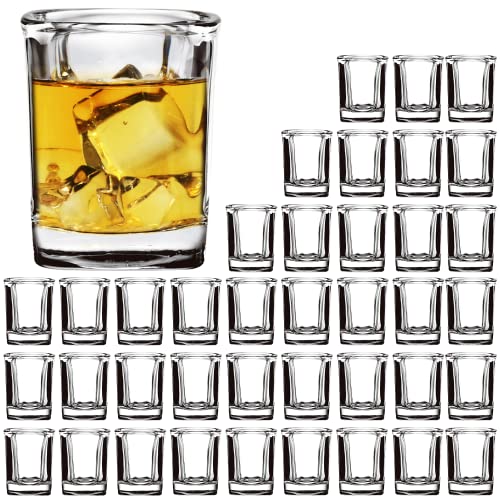 Encheng Shot Glasses Set with Heavy Base,2.2 oz Mini Square Whiskey Shot Glasses