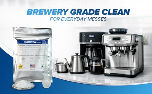 Enobrew Pristalux Coffee Gear Cleaner Powder – Stainless Steel Mug & Insulated Tumbler Stain Remover – No-Scrub Overnight Soak – Removes Coffee Oils & Odors – Chlorine-Free, Food-Safe. (8 oz) - My Kitchen Products