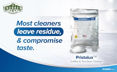 Enobrew Pristalux Coffee Gear Cleaner Powder – Stainless Steel Mug & Insulated Tumbler Stain Remover – No-Scrub Overnight Soak – Removes Coffee Oils & Odors – Chlorine-Free, Food-Safe. (8 oz) - My Kitchen Products