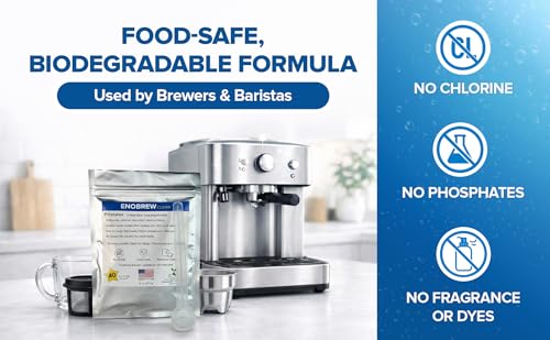 Enobrew Pristalux Coffee Gear Cleaner Powder – Stainless Steel Mug & Insulated Tumbler Stain Remover – No-Scrub Overnight Soak – Removes Coffee Oils & Odors – Chlorine-Free, Food-Safe. (8 oz) - My Kitchen Products