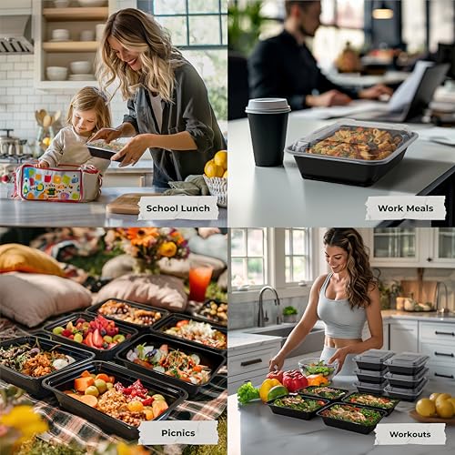 Enther Meal Prep Containers Single Lids, Food Storage Bento BPA Free | Stackable | Reusable Lunch Boxes, Microwave/Dishwasher, Freezer Safe,Portion Control (28 oz), 20 Pack 1 Compartment - My Kitchen Products