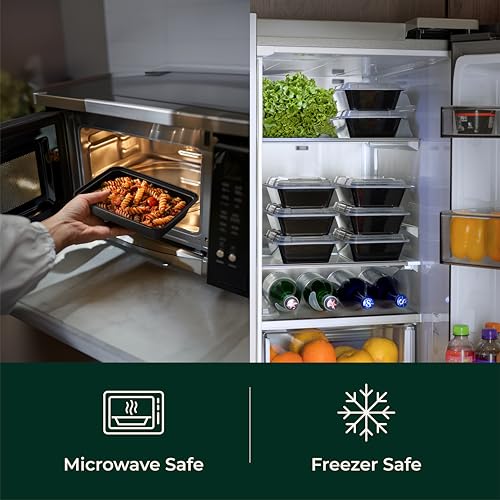 Enther Meal Prep Containers Single Lids, Food Storage Bento BPA Free | Stackable | Reusable Lunch Boxes, Microwave/Dishwasher, Freezer Safe,Portion Control (28 oz), 20 Pack 1 Compartment - My Kitchen Products