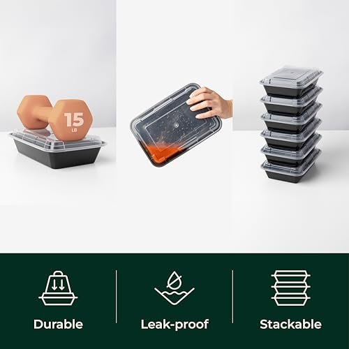 Enther Meal Prep Containers Single Lids, Food Storage Bento BPA Free | Stackable | Reusable Lunch Boxes, Microwave/Dishwasher, Freezer Safe,Portion Control (28 oz), 20 Pack 1 Compartment - My Kitchen Products