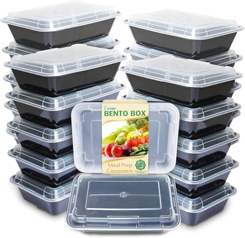 Enther Meal Prep Containers Single Lids, Food Storage Bento BPA Free | Stackable | Reusable Lunch Boxes, Microwave/Dishwasher, Freezer Safe,Portion Control (28 oz), 20 Pack 1 Compartment - My Kitchen Products