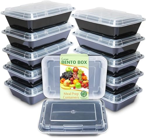 Enther Meal Prep Containers Single Lids Food Storage Bento BPA Free | Stackable | Reusable Lunch Boxes, Microwave/Dishwasher/Freezer Safe Portion Control (28 oz), 12 Pack 1 Compartment - My Kitchen Products