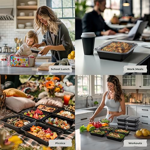 Enther Meal Prep Containers Single Lids Food Storage Bento BPA Free | Stackable | Reusable Lunch Boxes, Microwave/Dishwasher/Freezer Safe Portion Control (28 oz), 12 Pack 1 Compartment - My Kitchen Products