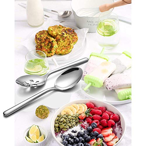 Enwinner Serving Spoons*2 Slot Spoons* 2 Forks *2 Buffet Colander Stainless Steel Banquet Set, Set of 6. Lenght 9" (6-spoon forks set) - My Kitchen Products