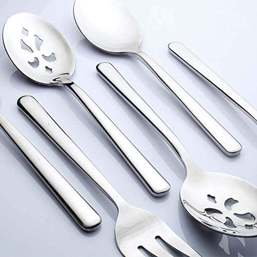 Enwinner Serving Spoons*2 Slot Spoons* 2 Forks *2 Buffet Colander Stainless Steel Banquet Set, Set of 6. Lenght 9" (6-spoon forks set) - My Kitchen Products