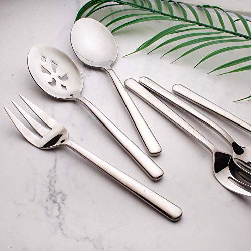 Enwinner Serving Spoons*2 Slot Spoons* 2 Forks *2 Buffet Colander Stainless Steel Banquet Set, Set of 6. Lenght 9" (6-spoon forks set) - My Kitchen Products