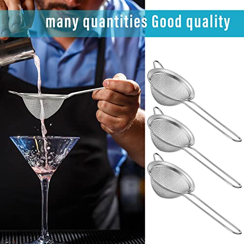 Epakh 9 Packs Stainless Steel Small Strainer, Fine Mesh Steel Cone Shaped Cocktail Strainer for Juice, Tea Herbs, Coffee Drinks, Long Handle Coffee Food, 3.2 Inches Silver - My Kitchen Products