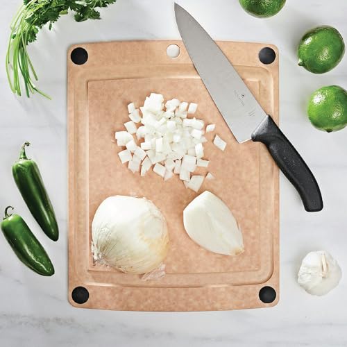 Epicurean All-In-One Cutting Board with Non-Slip Feet and Juice Groove, 14.5" × 11.25", Natural/Black - My Kitchen Products