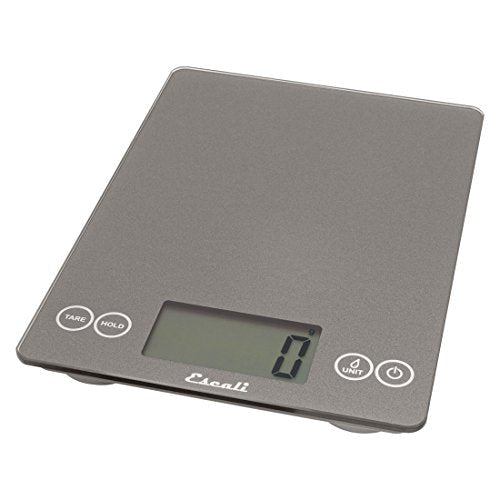 Escali Arti Glass Food Scale Digital Countertop Kitchen, Baking and Cooking Scale with Nutrition and Calorie Counter, 15-Pound Capacity, 9" x 6.5" x .75", Gray Storm - My Kitchen Products
