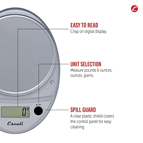 Escali Primo Digital Food Scale Multi-Functional Kitchen Scale and Baking Scale for Precise Weight Measuring and Portion Control, 8.5 x 6 x 1.5 inches, Chrome - My Kitchen Products