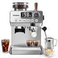Espresso Machine with Grinder, 20 Bar Stainless Steel Espresso Coffee Machine, 44 Grind Settings, 0.1s Precision Timer, PID Control, Milk Frother for Latte, Cappuccino, Americano & Cold Brew - My Kitchen Products