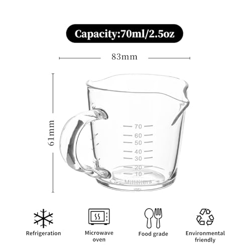 Espresso Shot Glass 3-Ounce Triple Pitcher Barista Double Spouts With Pouring Handle (2 Pack) - My Kitchen Products