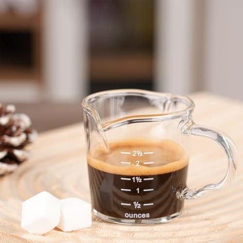 Espresso Shot Glass 3-Ounce Triple Pitcher Barista Double Spouts With Pouring Handle (2 Pack) - My Kitchen Products