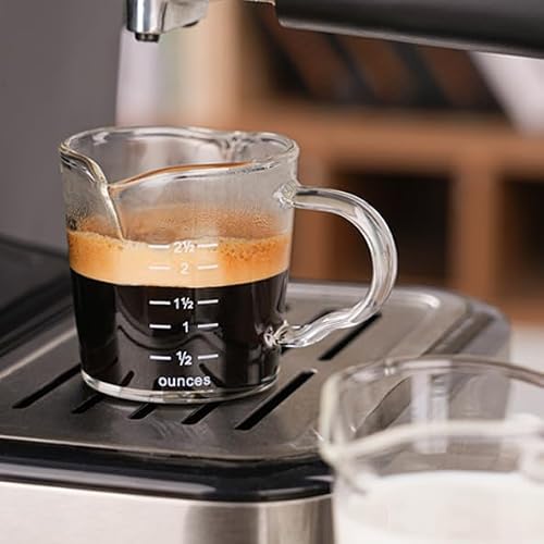 Espresso Shot Glass 3-Ounce Triple Pitcher Barista Double Spouts With Pouring Handle (2 Pack) - My Kitchen Products