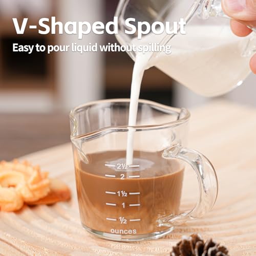 Espresso Shot Glass 3-Ounce Triple Pitcher Barista Double Spouts With Pouring Handle (2 Pack) - My Kitchen Products