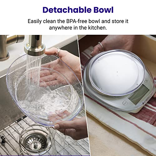 Etekcity 0.1g Food Kitchen Scale, Bowl, Digital Grams and Ounces for Weight Loss, Dieting, Baking, Cooking, and Meal Prep, 11lb/5kg, Stainless Steel Silver - My Kitchen Products