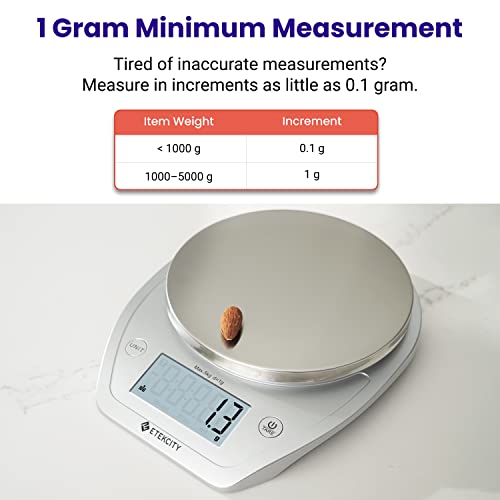 Etekcity 0.1g Food Kitchen Scale, Bowl, Digital Grams and Ounces for Weight Loss, Dieting, Baking, Cooking, and Meal Prep, 11lb/5kg, Stainless Steel Silver - My Kitchen Products