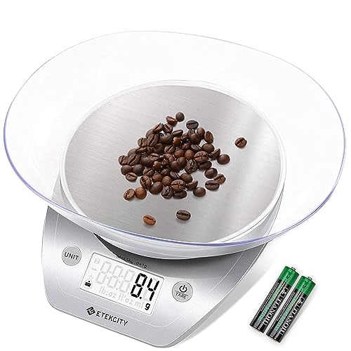 Etekcity 0.1g Food Kitchen Scale, Bowl, Digital Grams and Ounces for Weight Loss, Dieting, Baking, Cooking, and Meal Prep, 11lb/5kg, Stainless Steel Silver - My Kitchen Products