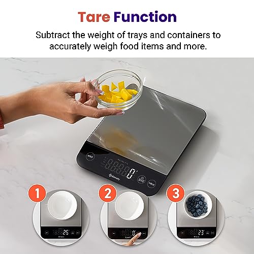 Etekcity Digital Food Kitchen Scale, Grams and Oz for Weight Loss, Baking and Cooking, 0.05oz/1g Precise Graduation,5 Weight Units, IPX6 Waterproof, USB Rechargeable,304 Stainless Steel-Silver, 22lb - My Kitchen Products