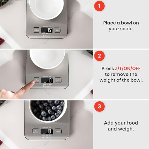 Etekcity Food Kitchen Scale, Digital Grams and Ounces for Weight Loss, Baking, Cooking, Keto and Meal Prep, LCD Display, Medium, 304 Stainless Steel - My Kitchen Products