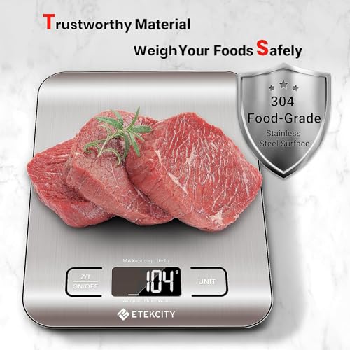 Etekcity Food Kitchen Scale, Digital Grams and Ounces for Weight Loss, Baking, Cooking, Keto and Meal Prep, LCD Display, Medium, 304 Stainless Steel - My Kitchen Products