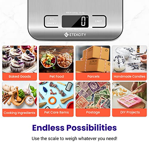 Etekcity Food Kitchen Scale, Digital Grams and Ounces for Weight Loss, Baking, Cooking, Keto and Meal Prep, LCD Display, Medium, 304 Stainless Steel - My Kitchen Products