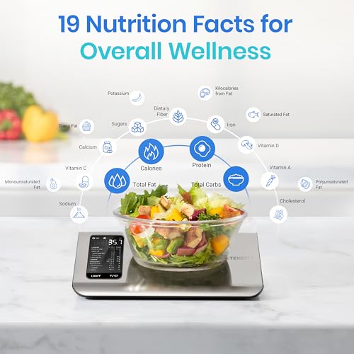 Etekcity Smart Food Kitchen Scale with Nutritional Calculator, Free App with 19 Nutrients Tracking, Calorie, Marco, Digital grams and ounces for weight loss, Premium Stainless Steel, 11lb - My Kitchen Products