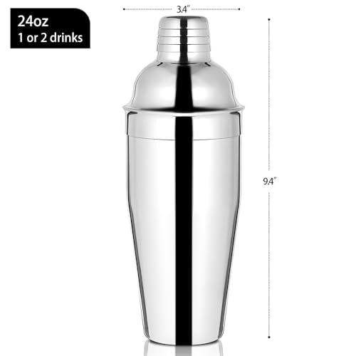 Etens Bar Cocktail Shaker, 24 oz Martini Shaker Drink Mixer with Built-In Strainer for Bartending – Stainless Steel Bartender Shakers for Mixed Drinks Margarita Alcohol Liquor Barware Tools - My Kitchen Products
