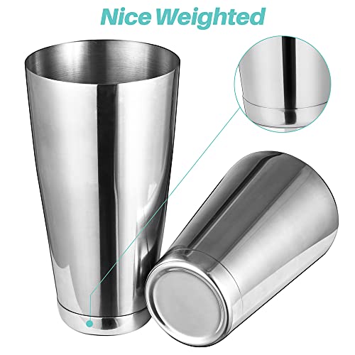 Etens Cocktail Shaker Tins Set Stainless Steel, Pro Bar Style Boston Shakers Bartending, Two Piece Martini Shaker Cup Drink Mixer for Bartender – Silver Bar Tools Weighted Metal Shaking Tin - My Kitchen Products