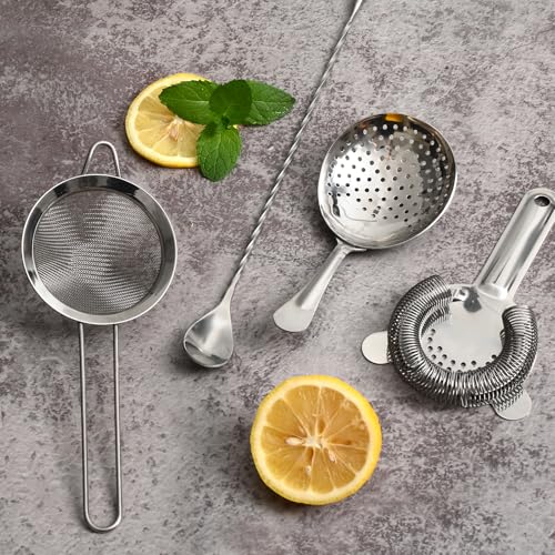 Etens Cocktail Strainer Set – Bar tools Stainless Steel Includes Hawthorne Strainer, Julep & Fine Mesh Cocktail Strainers, Mixing Spoon – Drink Shaker Strainer for Bartending - My Kitchen Products