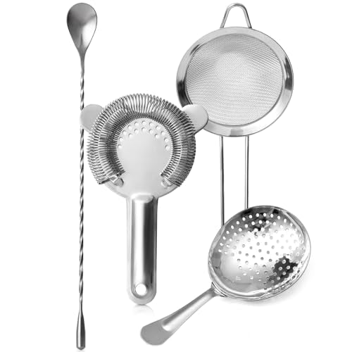 Etens Cocktail Strainer Set, Bar tools Stainless Steel Includes Hawthorne Strainer, Julep & Fine Mesh Cocktail