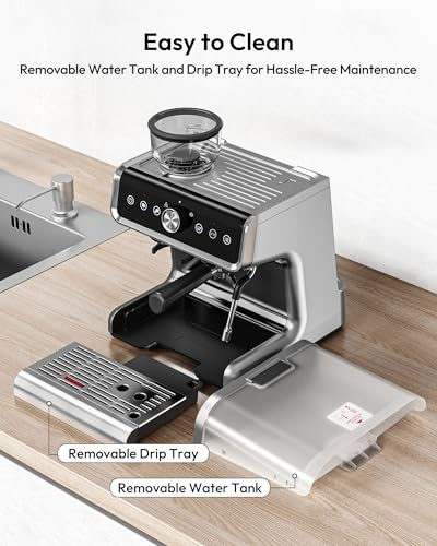 EUHOMY Espresso Machine with Grinder, 20 Bar Professional Espresso Coffee Maker for Home,with Milk Frother for Latte, Cappuccino & Barista-Style - My Kitchen Products