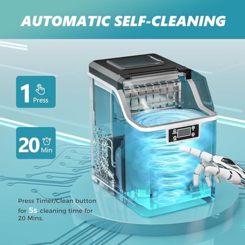 EUHOMY Ice Cube Maker Machine Countertop, 2 Ways to Add Water, 45Lbs/Day 24 Pcs Ready in 13 Mins, Auto-Cleaning Portable Compact, with Ice Scoop & Basket, Perfect for Home/Kitchen/Office/Bar (Silver) - My Kitchen Products