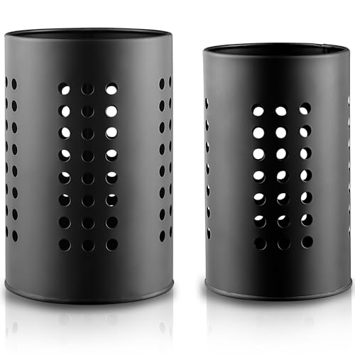 Evanda Kitchen Utensils Holder for Countertop Pack of 2, Stainless Steel Black Utensils