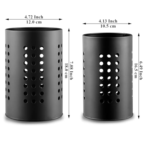 Evanda Kitchen Utensils Holder for Countertop Pack of 2, Stainless Steel Black Utensils Caddy, Farmhouse Stylish Organizer and Kitchen Decor Utensil Crock, Gift for New House New Apartment - My Kitchen Products