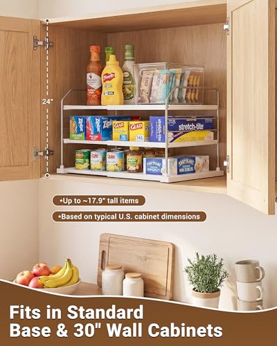 EVERIE Extendable 3-Tier Kitchen Cabinet & Pantry Organizer for Plastic Wrap, Foil & Storage Bags, Adjustable Heavy Duty Shelf Rack for Wrap Boxes, Jars & Snack Boxes (11–16.7 in Wide), Pack of 1 - My Kitchen Products