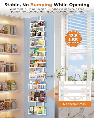 EVERIE Over the Door Pantry Organizer, 9-Tier Heavy Duty Door Storage Rack with Solid Bottom Baskets, Stable No-Bumping Design, Adjustable Hanging Shelves for Kitchen Pantry - My Kitchen Products