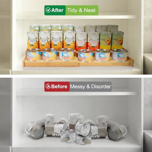 Evernewly Expandable Can Rack Organizer for Pantry, 3 Tier Bamboo Adjustable Can Storage Holder, Soda Organizer Holds Up to 24 Cans, Canned goods Storage Display Shelf for Kitchen,Countertop, Cabinet - My Kitchen Products