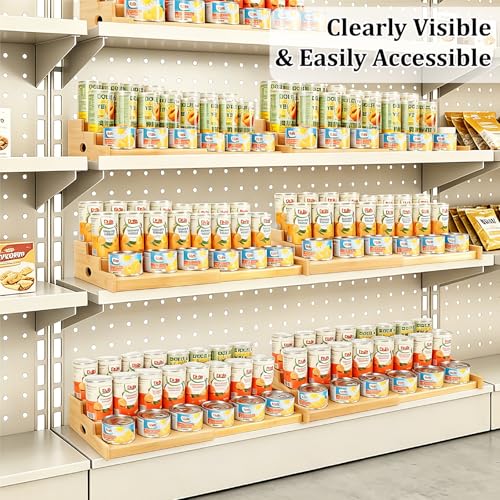 Evernewly Expandable Can Rack Organizer for Pantry, 3 Tier Bamboo Adjustable Can Storage Holder, Soda Organizer Holds Up to 24 Cans, Canned goods Storage Display Shelf for Kitchen,Countertop, Cabinet - My Kitchen Products