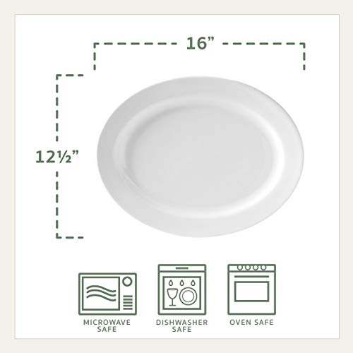 Everyday White Porcelain Oval Serving Platter, 16 Inch Large Turkey Platter for Thanksgiving, Dishwasher and Oven Safe Dinnerware - My Kitchen Products
