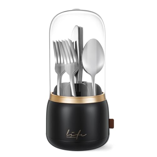 EXIN DECHEN 360° Rotation Silverware Organizer for Kitchen Counter,Utensil Holder Caddy Silverware Caddy Holder