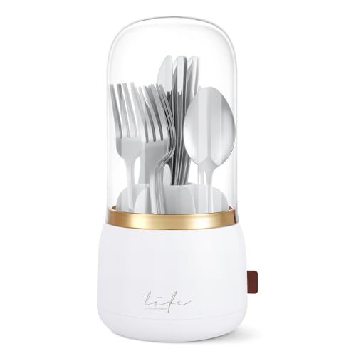 EXIN DECHEN 360° Rotation Silverware Organizer for Kitchen Counter,Utensil Holder Caddy Silverware Caddy Holder