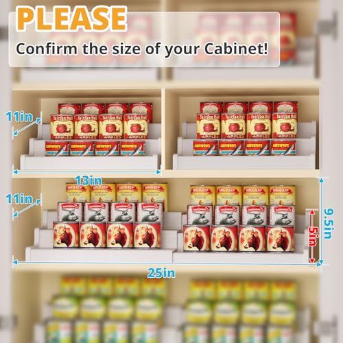 Expandable Bamboo Can Rack Organizer for Pantry, 3-Tier Adjustable Can Storage for Kitchen Cabinets, Soda & Canned Goods Holder for Pantry Organization, Holds Up to 24 Cans, White (Patent Pending) - My Kitchen Products