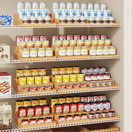 Expandable Bamboo Can Rack Organizer for Pantry, 3-Tier Adjustable Can Storage Holder, Soda Organizer Holds Up to 24 Cans, Canned goods Storage Display for Pantry, Cabinet, Countertop (patent pending) - My Kitchen Products
