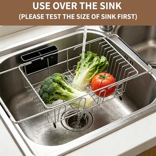 Expandable Over Sink Dish Drying Rack, Rustproof Stainless Steel Dish Drainer with Cutlery Utensil Holder, Quick Drainage Space Saving Kitchen Storage Organizer for Small Apartments RV - My Kitchen Products