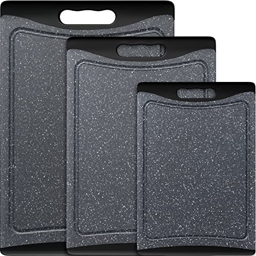 Extra Large Cutting Boards, Plastic Cutting Boards for Kitchen (Set of 3) Cutting Board Set Dishwasher Chopping Board with Juice Grooves Easy-Grip Handles, Dark Grey, Empune - My Kitchen Products
