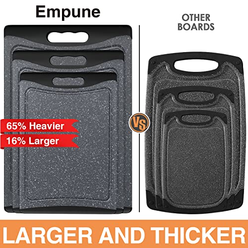 Extra Large Cutting Boards, Plastic Cutting Boards for Kitchen (Set of 3) Cutting Board Set Dishwasher Chopping Board with Juice Grooves Easy-Grip Handles, Dark Grey, Empune - My Kitchen Products